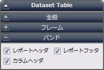 DatasetTableコンポーネントプロパティ
