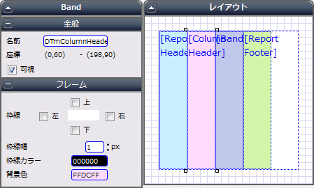 HorizontalDatasetTable - カラムヘッダサブコンポーネント